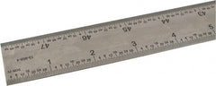 SPI - 48" Long, 1/64, 1/32, 1/16, 1/8" Graduation, Rigid Steel Rule - 4R Graduation Style, 1-1/4" Wide, Silver, Satin Chrome Finish - Exact Tooling
