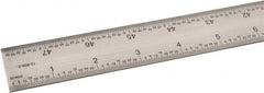 SPI - 48" Long, 1/64, 1/32" and 0.5, 1mm Graduation, Rigid Steel Rule - English/Metric Graduation Style, 1-1/4" Wide, Silver, Satin Chrome Finish - Exact Tooling