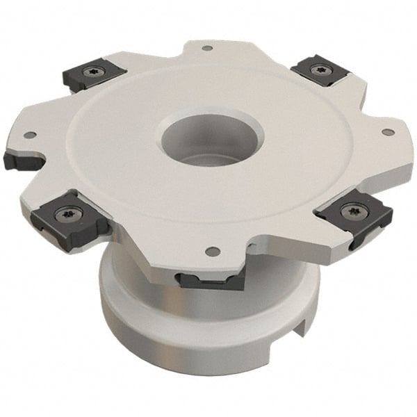 Iscar - Shell Mount B Connection, 0.197" Cutting Width, 26mm Depth of Cut, 100mm Cutter Diam, 27mm Hole Diam, 12 Tooth Indexable Slotting Cutter - FDN-LN08 Toolholder, LNET Insert, Right Hand Cutting Direction - Exact Tooling
