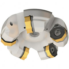 Iscar - 274.5mm Cut Diam, 60mm Arbor Hole, 7mm Max Depth of Cut, 45° Indexable Chamfer & Angle Face Mill - 12 Inserts, ONMU 1008\xB6S845 SNMU 2608 Insert, Right Hand Cut, 12 Flutes, Series Helido - Exact Tooling