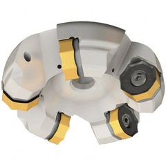 Iscar - 149.5mm Cut Diam, 40mm Arbor Hole, 7mm Max Depth of Cut, 45° Indexable Chamfer & Angle Face Mill - 6 Inserts, ONMU 1008\xB6S845 SNMU 2608 Insert, Right Hand Cut, 6 Flutes, Through Coolant, Series Helido - Exact Tooling