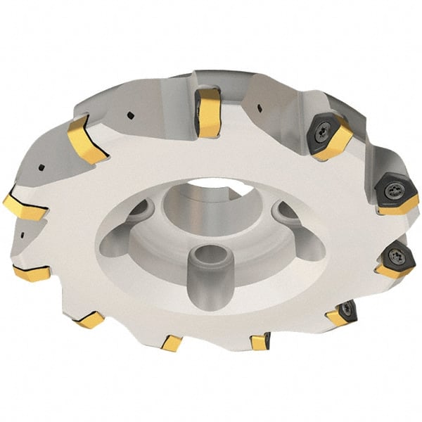 Iscar - 52mm Cut Diam, 22mm Arbor Hole, 2mm Max Depth of Cut, 30° Indexable Chamfer & Angle Face Mill - 6 Inserts, H600 WXCU 05 Insert, Right Hand Cut, 6 Flutes, Through Coolant, Series Helido - Exact Tooling
