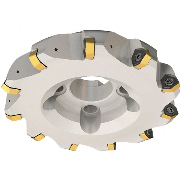 Iscar - 80mm Cut Diam, 32mm Arbor Hole, 3.5mm Max Depth of Cut, 30° Indexable Chamfer & Angle Face Mill - 6 Inserts, H600 WXCU 08 Insert, Right Hand Cut, 6 Flutes, Through Coolant, Series Helido - Exact Tooling
