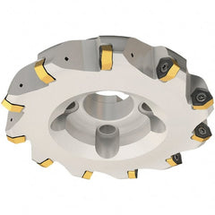 Iscar - 50mm Cut Diam, 22mm Arbor Hole, 3.5mm Max Depth of Cut, 30° Indexable Chamfer & Angle Face Mill - 4 Inserts, H600 WXCU 08 Insert, Right Hand Cut, 4 Flutes, Through Coolant, Series Helido - Exact Tooling