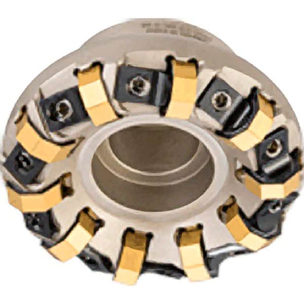 Iscar - 3.41" Cut Diam, 1" Arbor Hole, 0.138" Max Depth of Cut, 45° Indexable Chamfer & Angle Face Mill - 12 Inserts, ON.U 05\xB6S845 SN.U 13 Insert, Right Hand Cut, 12 Flutes, Series Helido - Exact Tooling