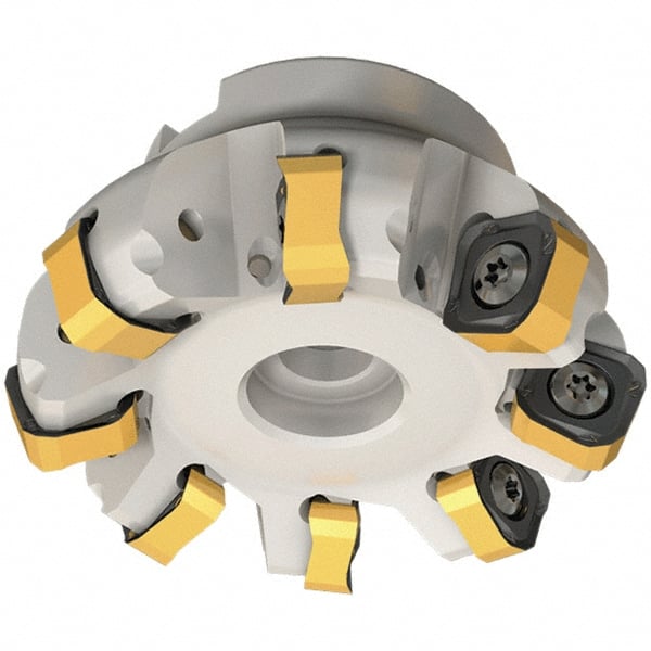 Iscar - 59.7mm Cut Diam, 22mm Arbor Hole, 6mm Max Depth of Cut, 65° Indexable Chamfer & Angle Face Mill - 6 Inserts, OXMT 0507\xB6RXMT 1607\xB6S865 SNMU 1305 Insert, Right Hand Cut, 6 Flutes, Through Coolant, Series Helido - Exact Tooling