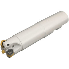 Iscar - 30° Lead Angle, 16mm Max Cut Diam, 9mm Min Cut Diam, 1.5mm Max Depth of Cut, Indexable Chamfer and Angle End Mill - 2 Inserts, H600 WXCU 04 Insert Style, 99mm Overall Length, Through Coolant, Straight Shank - Exact Tooling