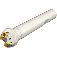 Iscar - 30° Lead Angle, 21.5mm Max Cut Diam, 12mm Min Cut Diam, 2.5mm Max Depth of Cut, Indexable Chamfer and Angle End Mill - 4 Inserts, T290 LNMT/LNHT 0502 Insert Style, 90mm Overall Length, Through Coolant, Straight Shank - Exact Tooling