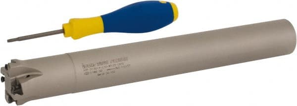 Iscar - 1-1/2" Cut Diam, 0.118" Max Depth of Cut, 1-1/4" Shank Diam, Indexable Plunge End Mill - Straight Shank, HTP LNHT 1006 Insert Style, HTP-LN10 Toolholder Style, Through Coolant, Series TangPlunge - Exact Tooling