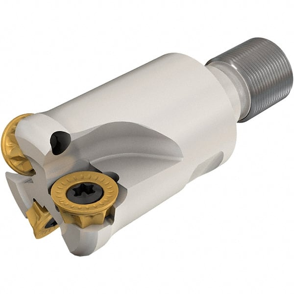 Iscar - 3/4" Cut Diam, 0.85" Max Depth of Cut, 3/4" Shank Diam, 3-1/2" OAL, Indexable Square Shoulder End Mill - HP ANK-07.. Inserts, Weldon Shank, 90° Lead Angle, Series Heliplus - Exact Tooling