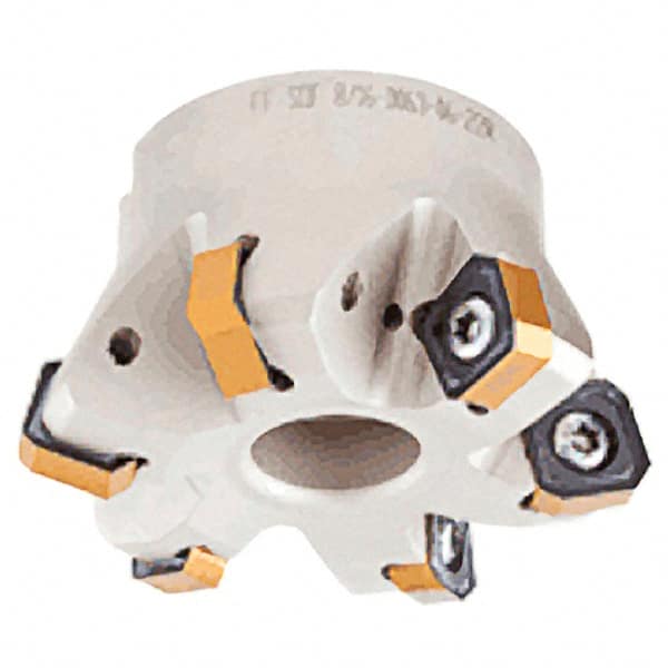 Iscar - 6 Inserts, 2.693" Cutter Diam, 0.047" Max Depth of Cut, Indexable High-Feed Face Mill - 0.866" Arbor Hole Diam, 0.429" Keyway Width, 1.575" High, FF SOF Toolholder, ON.U 05, OXMT 0507, S845 SN.U 13 Inserts, Series Helido - Exact Tooling