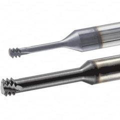 Iscar - #2-56 UNC, UNF, 0.065" Cutting Diam, 3 Flute, Solid Carbide Helical Flute Thread Mill - Internal Thread, 6.6mm LOC, 58mm OAL, 6mm Shank Diam - Exact Tooling