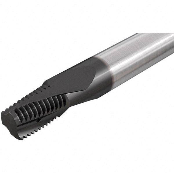 Iscar - 1/4-18 NPTF, 0.3937" Cutting Diam, 4 Flute, Solid Carbide Helical Flute Thread Mill - Internal/External Thread, 16.2mm LOC, 73mm OAL, 10mm Shank Diam - Exact Tooling