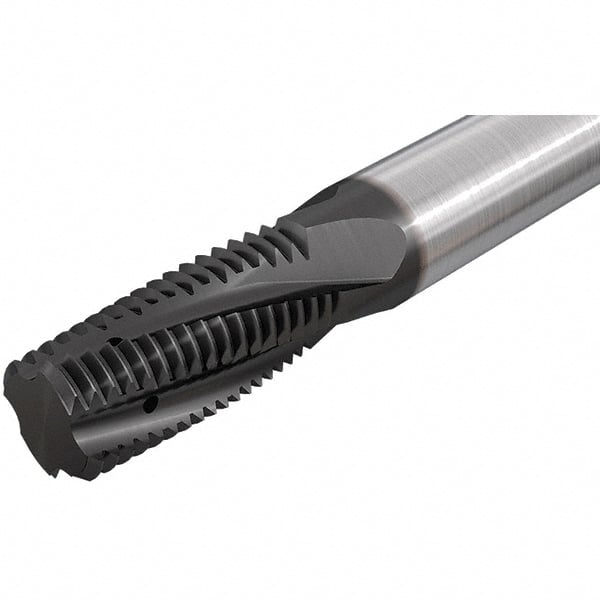 Iscar - 9/16-18 UNEF, UNF, 0.4449" Cutting Diam, 4 Flute, Solid Carbide Helical Flute Thread Mill - Internal Thread, 26.1mm LOC, 84mm OAL, 12mm Shank Diam - Exact Tooling