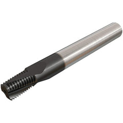 Iscar - 1/8-27 NPTF, 0.299" Cutting Diam, 3 Flute, Solid Carbide Helical Flute Thread Mill - Internal/External Thread, 0.43" LOC, 2-1/2" OAL, 5/16" Shank Diam - Exact Tooling