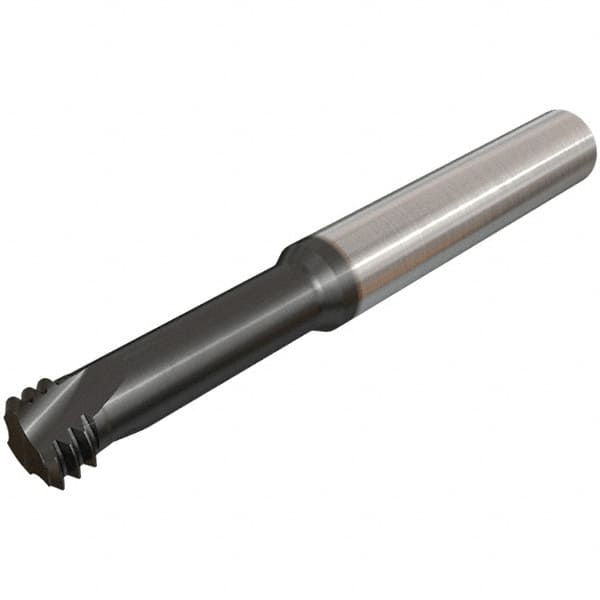 Iscar - 5/16-24 UNF, 0.2598" Cutting Diam, 3 Flute, Solid Carbide Helical Flute Thread Mill - Internal Thread, 17mm LOC, 64mm OAL, 8mm Shank Diam - Exact Tooling