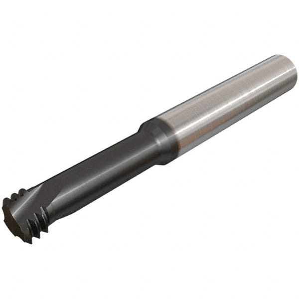 Iscar - #10-32 UNF, 0.1457" Cutting Diam, 3 Flute, Solid Carbide Helical Flute Thread Mill - Internal Thread, 10.5mm LOC, 58mm OAL, 6mm Shank Diam - Exact Tooling