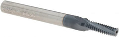 Iscar - M6x1.00 ISO, 0.181" Cutting Diam, 3 Flute, Solid Carbide Helical Flute Thread Mill - Internal Thread, 0.6" LOC, 2-1/2" OAL, 1/4" Shank Diam - Exact Tooling