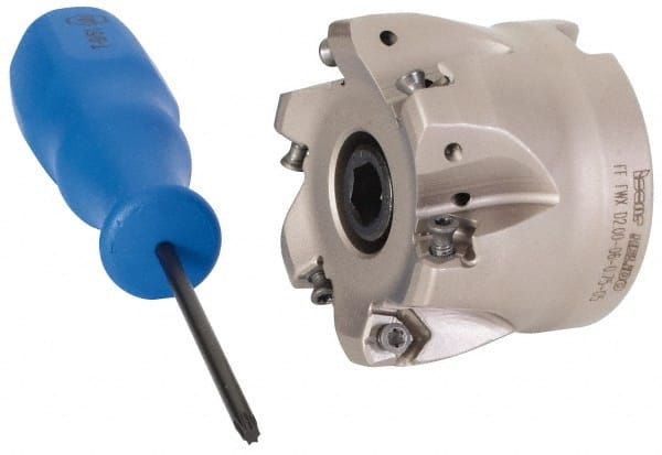 Iscar - 6 Inserts, 1.61" Cutter Diam, 0.04" Max Depth of Cut, Indexable High-Feed Face Mill - 3/4" Arbor Hole Diam, 1.5" High, FF FWX-05 Toolholder, H600 WXCU 05 Inserts, Series Helido - Exact Tooling