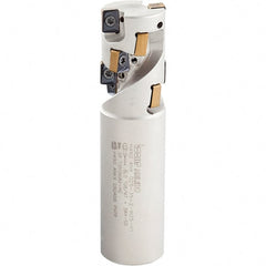 Iscar - 1-1/4" Cut Diam, 1.68" Max Depth of Cut, 1-1/4" Shank Diam, 4.52" OAL, Indexable Square Shoulder Helical End Mill - H490 ANKX 09.. Inserts, Weldon Shank, 90° Lead Angle, Through Coolant, Series Helido - Exact Tooling