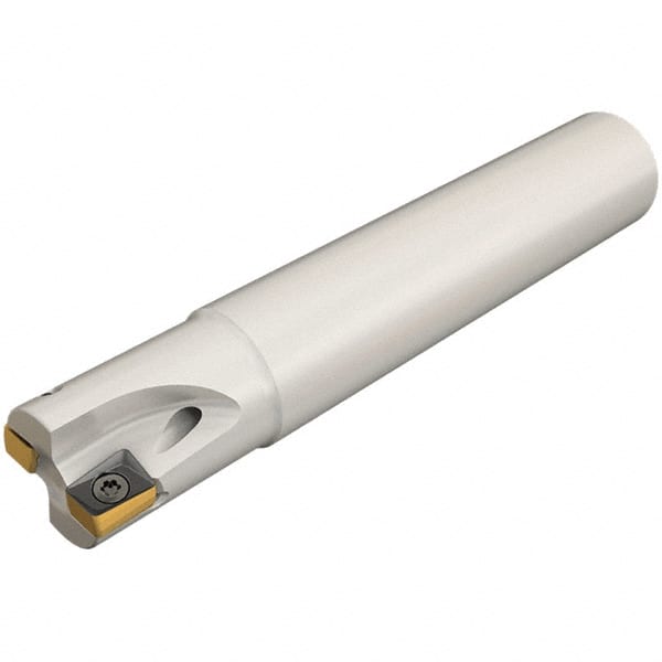 Iscar - 16mm Cut Diam, 8mm Max Depth of Cut, 15mm Shank Diam, 150mm OAL, Indexable Square Shoulder Helical End Mill - H490 ANKX 09.. Inserts, Cylindrical Shank, 90° Lead Angle, Through Coolant, Series Helido - Exact Tooling