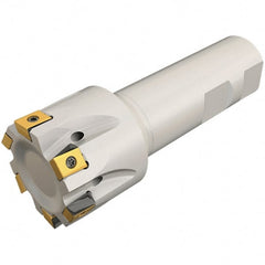 Iscar - 5/8" Cut Diam, 0.315" Max Depth of Cut, 5/8" Shank Diam, 3-1/4" OAL, Indexable Square Shoulder Helical End Mill - T490 LN.T 0804 Inserts, Weldon Shank, 90° Lead Angle, Through Coolant, Series Helitang - Exact Tooling