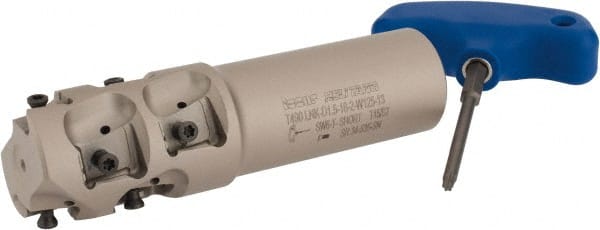 Iscar - 1-1/2" Cut Diam, 1.89" Max Depth of Cut, 1-1/4" Shank Diam, 5" OAL, Indexable Square Shoulder End Mill - T490 LN.T 1306 Inserts, Cylindrical Shank, 90° Lead Angle, Through Coolant, Series Helitang - Exact Tooling