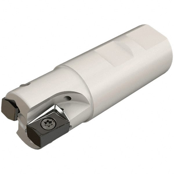 Iscar - 40mm Cut Diam, 16.3mm Max Depth of Cut, 32mm Shank Diam, 110mm OAL, Indexable Square Shoulder Helical End Mill - H490 ANKX 17.. Inserts, Weldon Shank, 90° Lead Angle, Through Coolant, Series Helido - Exact Tooling