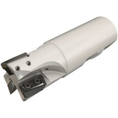 Iscar - 25mm Cut Diam, 18mm Max Depth of Cut, 25mm Shank Diam, 100mm OAL, Indexable Square Shoulder End Mill - HP AD.. 1906.. Inserts, Weldon Shank, 90° Lead Angle, Through Coolant, Series Heliplus - Exact Tooling