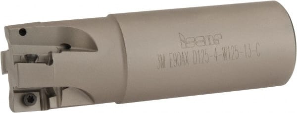 Iscar - 1-1/4" Cut Diam, 1/2" Max Depth of Cut, 1-1/4" Shank Diam, 4" OAL, Indexable Square Shoulder End Mill - 3M AXKT 1304.../2006... Inserts, Weldon Shank, 90° Lead Angle, Through Coolant, Series Mill2000 - Exact Tooling