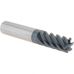 Iscar - 1/2", 1" LOC, 1/2" Shank Diam, 3" OAL, 6 Flute, Solid Carbide Square End Mill - Single End, TiAlN Finish, Spiral Flute, 45° Helix, Right Hand Cut, Right Hand Flute - Exact Tooling