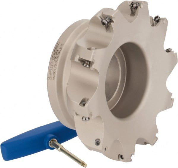 Iscar - 10 Inserts, 6" Cut Diam, 2" Arbor Diam, 0.512" Max Depth of Cut, Indexable Square-Shoulder Face Mill - 0/90° Lead Angle, 2-1/2" High, HM390 TDKT 1505 Insert Compatibility, Through Coolant, Series HeliIQMill - Exact Tooling