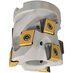 Iscar - 30 Inserts, 4" Cut Diam, 1-1/2" Arbor Diam, 2.32" Max Depth of Cut, Indexable Square-Shoulder Face Mill - 0/90° Lead Angle, 3.22" High, T490 LN.. 1306 Insert Compatibility, Through Coolant, Series Helitang - Exact Tooling