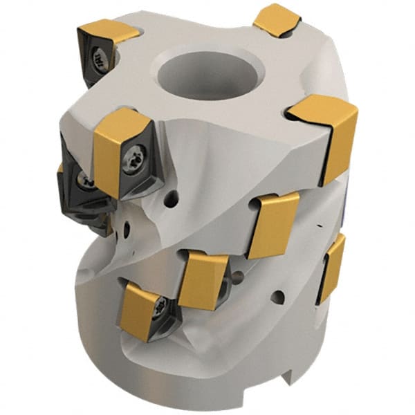 Iscar - 16 Inserts, 63mm Cut Diam, 27mm Arbor Diam, 47mm Max Depth of Cut, Indexable Square-Shoulder Face Mill - 0/90° Lead Angle, 70mm High, H490 AN.X 12 Insert Compatibility, Through Coolant, Series Helido - Exact Tooling
