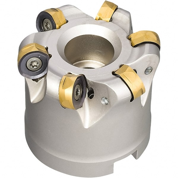 Iscar - 2" Cut Diam, 0.47" Max Depth, 3/4" Arbor Hole, 5 Inserts, H400 RNHU Insert Style, Indexable Copy Face Mill - H400 FR-16 Cutter Style, 1-1/2 High, Through Coolant, Series Helido - Exact Tooling