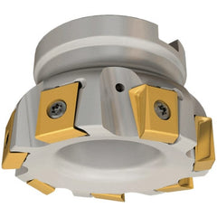 Iscar - 7 Inserts, 125mm Cut Diam, 40mm Arbor Diam, 16mm Max Depth of Cut, Indexable Square-Shoulder Face Mill - 0/90° Lead Angle, 63mm High, T490 LN.T 1607 Insert Compatibility, Through Coolant, Series Helitang - Exact Tooling