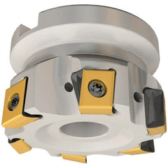 Iscar - 4 Inserts, 40mm Cut Diam, 16mm Arbor Diam, 12.5mm Max Depth of Cut, Indexable Square-Shoulder Face Mill - 0/90° Lead Angle, 40mm High, T490 LN.. 1306 Insert Compatibility, Through Coolant, Series Helitang - Exact Tooling