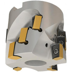 Iscar - 12 Inserts, 80mm Cut Diam, 32mm Arbor Diam, 46.5mm Max Depth of Cut, Indexable Square-Shoulder Face Mill - 0/90° Lead Angle, 70mm High, H490 AN.X 17 Insert Compatibility, Through Coolant, Series Helido - Exact Tooling