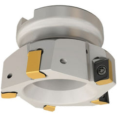 Iscar - 5 Inserts, 50mm Cut Diam, 22mm Arbor Diam, 12mm Max Depth of Cut, Indexable Square-Shoulder Face Mill - 0/90° Lead Angle, 40mm High, H490 AN.X 12 Insert Compatibility, Through Coolant, Series Helido - Exact Tooling