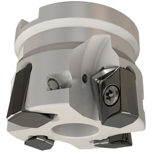 Iscar - 3 Inserts, 2" Cut Diam, 3/4" Arbor Diam, 0.642" Max Depth of Cut, Indexable Square-Shoulder Face Mill - 0/90° Lead Angle, 1.57" High, H490 AN.X 17 Insert Compatibility, Through Coolant, Series Helido - Exact Tooling