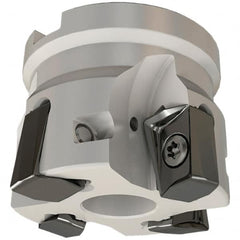 Iscar - 3 Inserts, 2" Cut Diam, 3/4" Arbor Diam, 0.642" Max Depth of Cut, Indexable Square-Shoulder Face Mill - 0/90° Lead Angle, 1.57" High, H490 AN.X 17 Insert Compatibility, Through Coolant, Series Helido - Exact Tooling