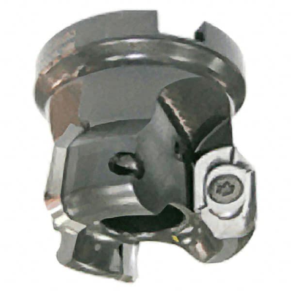 Iscar - 3 Inserts, 50mm Cut Diam, 22mm Arbor Diam, 15.5mm Max Depth of Cut, Indexable Square-Shoulder Face Mill - 0/90° Lead Angle, 45mm High, HM90 APCR 1605 Insert Compatibility, Through Coolant, Series Helialu - Exact Tooling