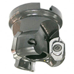 Iscar - 3 Inserts, 50mm Cut Diam, 22mm Arbor Diam, 15.5mm Max Depth of Cut, Indexable Square-Shoulder Face Mill - 0/90° Lead Angle, 45mm High, HM90 APCR 1605 Insert Compatibility, Through Coolant, Series Helialu - Exact Tooling