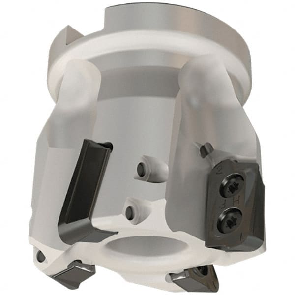 Iscar - 4 Inserts, 50mm Cut Diam, 22mm Arbor Diam, 18mm Max Depth of Cut, Indexable Square-Shoulder Face Mill - 0/90° Lead Angle, 50mm High, HP AD.. 1906 Insert Compatibility, Through Coolant, Series Heliplus - Exact Tooling