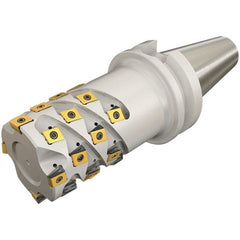 Iscar - 80mm Cut Diam, 82mm Max Depth of Cut, Indexable Square Shoulder End Mill - T490 LN.T 13.. Inserts, BT50 Taper Shank, 90° Lead Angle, Through Coolant, Series Helitang - Exact Tooling