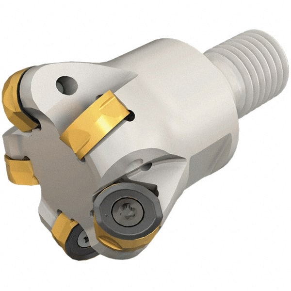 Iscar - 20mm Cut Diam, 7.5mm Max Depth of Cut, 25mm OAL, Indexable Copy End Mill - 2 Inserts, H400 RNHU 1205 Insert, Modular Connection, Through Coolant - Exact Tooling