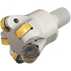 Iscar - 20mm Cut Diam, 7.5mm Max Depth of Cut, 25mm OAL, Indexable Copy End Mill - 2 Inserts, H400 RNHU 1205 Insert, Modular Connection, Through Coolant - Exact Tooling