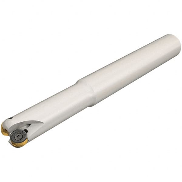 Iscar - 32mm Cut Diam, 7.5mm Max Depth of Cut, 32mm Shank Diam, 120mm OAL, Indexable Copy End Mill - 5 Inserts, H400 RNHU 1004 Insert, Cylindrical Shank, Through Coolant - Exact Tooling