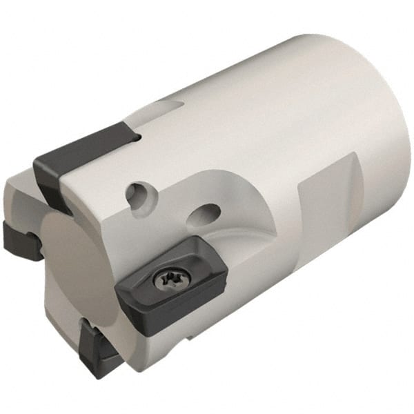 Iscar - 20mm Cut Diam, 7.7mm Max Depth of Cut, 31mm OAL, Indexable Square Shoulder End Mill - HP ANKT 0702.. Inserts, T12 Modular Connection, Through Coolant, Series Heliplus, Shankmaster - Exact Tooling