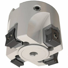 Iscar - 10 Inserts, 100mm Cut Diam, 32mm Arbor Diam, 5mm Max Depth of Cut, Indexable Square-Shoulder Face Mill - 0/90° Lead Angle, 55mm High, LN.. 11.. Insert Compatibility, Through Coolant, Series Heli2000 - Exact Tooling